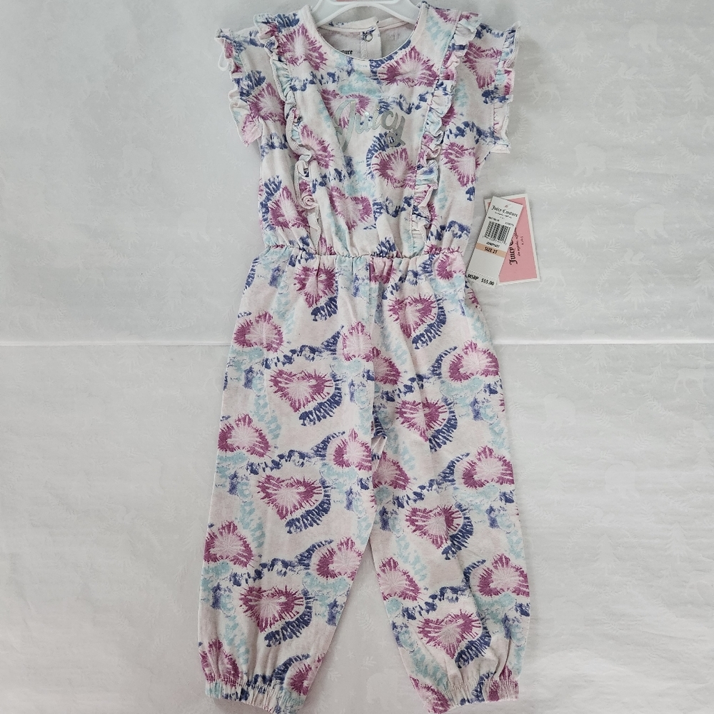 💕✨️👑NWT JUICY COUTURE Toddler romper 2T purple white print